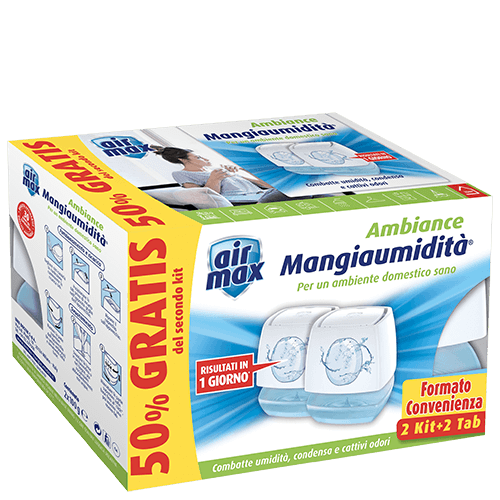 Air Max Dispositivo Mangiaumidità Ambiance Mini Bianco 100g - PROMO PACK (2 kit+2 tab)